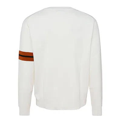 Zegna Stripe-detail Crew-neck Sweater In White
