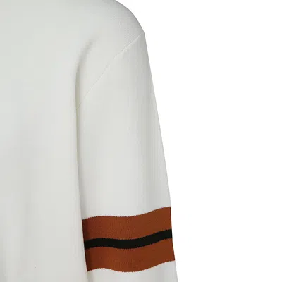 Zegna Stripe-detail Crew-neck Sweater In White