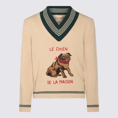 Valentino Garavani Butter-coloured Sweater With Le Chien De La Maison In Neutral