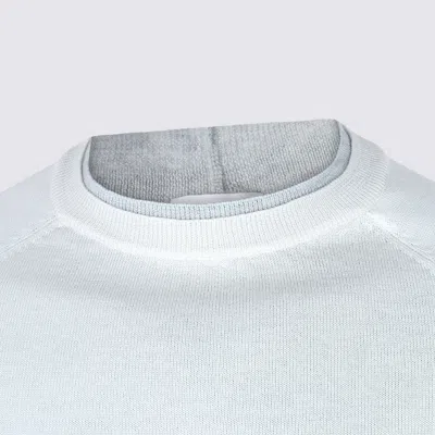 Eleventy Timeless Crewneck Sweater With Ribbed Details In White