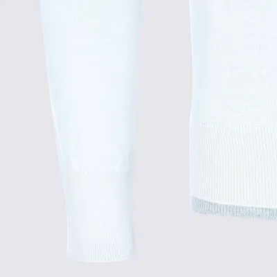 Eleventy Timeless Crewneck Sweater With Ribbed Details In White