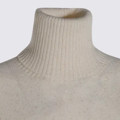 Fabiana Filippi Sequin Turtleneck Sweater Sweaters And Cardigans White In Neutral