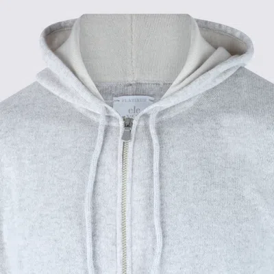 Eleventy Ribbed Hooded Crewneck Sweater With Long Sleeves In Gray