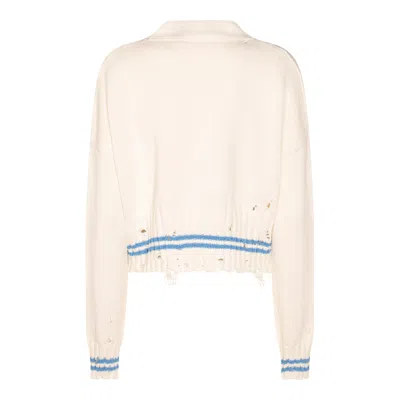 Marni Mending Logo Distressed Boxy Cotton Cardigan
