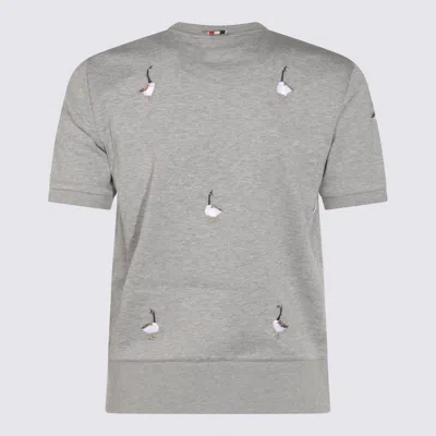 Thom Browne Knitwear Crewneck Embroidered Short Sleeves In Gray