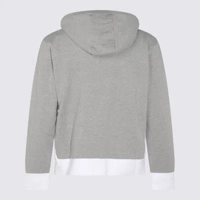 Thom Browne Zip Hoodie Tricolor Detail In Gray