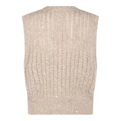 Brunello Cucinelli Light Beige Wool Knitwear In Neutral