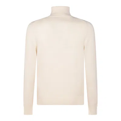 Malo Turtleneck Ribbed-hem Sweater In White