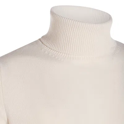 Malo Turtleneck Ribbed-hem Sweater In White