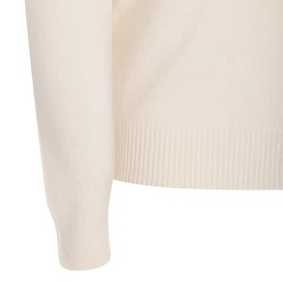 Malo Turtleneck Ribbed-hem Sweater In White