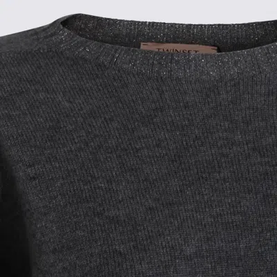 Twinset Sweaters Medium Mel. Grey/argento Lurex In Gray