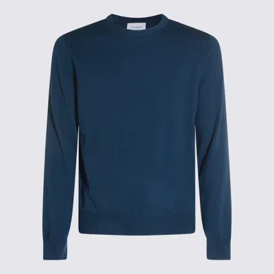 Malo Ribbed Crewneck Sweater With Long Sleeves In Blue