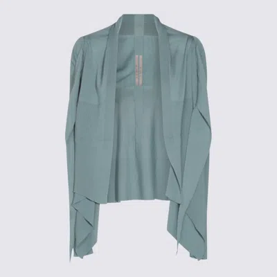 Rick Owens Draped Ribbed Crewneck Knitwear With Long Sleeves In Green