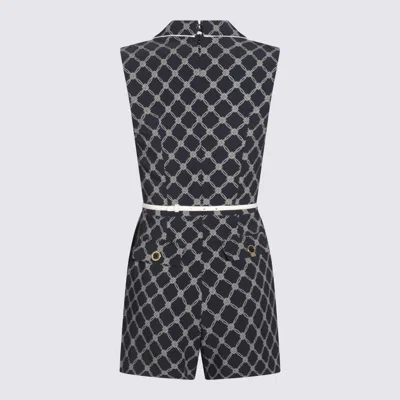 Elisabetta Franchi Waist Belted Geometric Pattern Sleeveless Knitwear In Gray