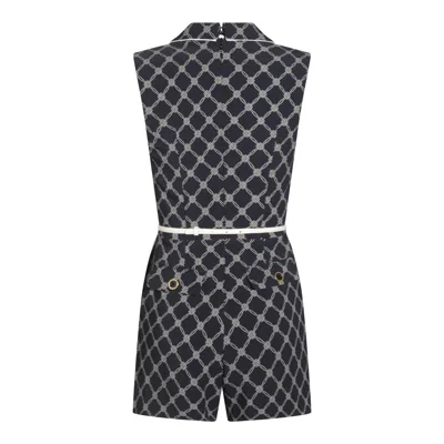 Elisabetta Franchi Waist Belted Geometric Pattern Sleeveless Knitwear In Gray