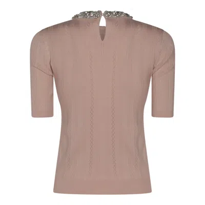 Valentino Crewneck Knitwear Embellished Keyhole Back In Brown