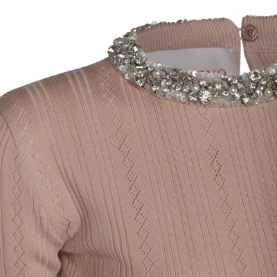 Valentino Crewneck Knitwear Embellished Keyhole Back In Brown