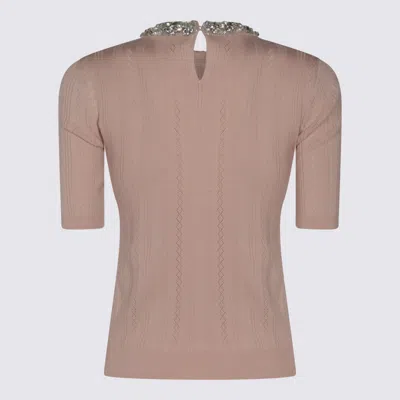Valentino Crewneck Knitwear Embellished Keyhole Back In Brown