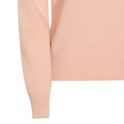 Maison Margiela Light Pink Wool Polo Shirt With Open Collar And Ribbed Edges