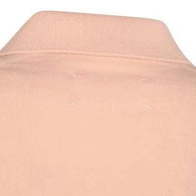 Maison Margiela Light Pink Wool Polo Shirt With Open Collar And Ribbed Edges