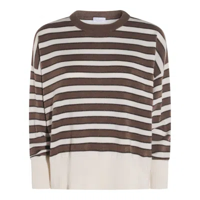 Brunello Cucinelli Crewneck Striped Knitwear Ribbed Cuffs