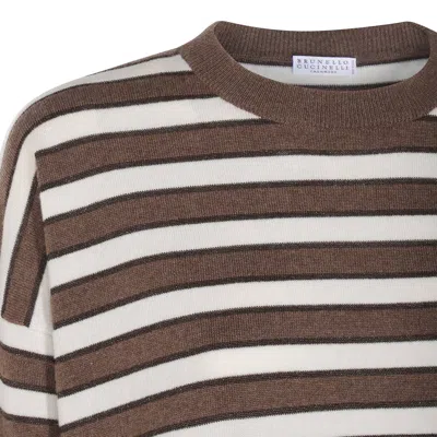 Brunello Cucinelli Crewneck Striped Knitwear Ribbed Cuffs