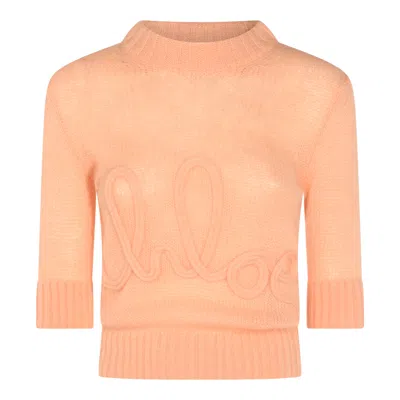 Chloé Sweaters Peach Orange In Pink