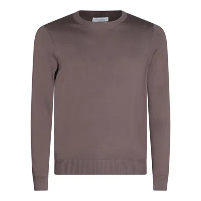 Malo Ribbed Crewneck Sweater With Long Sleeves In Brown