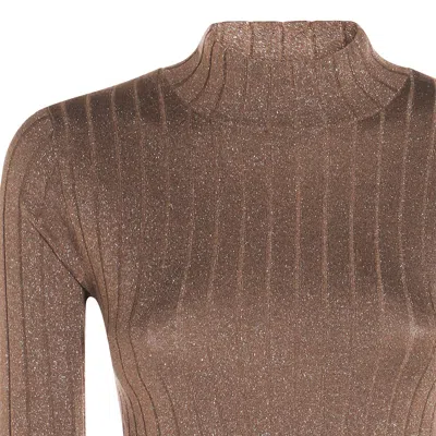 Brunello Cucinelli Metallic Ribbed Slim Fit Mock Neck