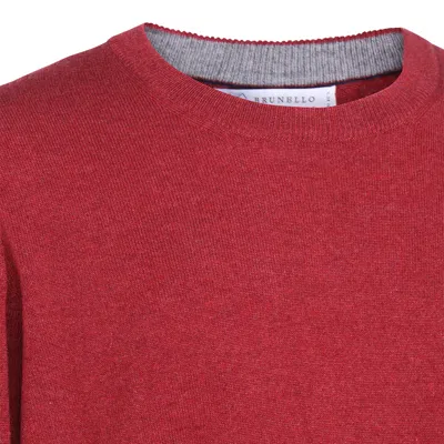 Brunello Cucinelli Cashmere Crew Neck Sweater In Red