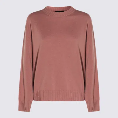 Fabiana Filippi Knitwear Crewneck Ribbed Finish In Brown