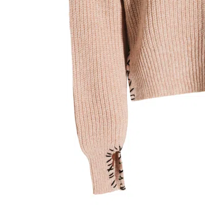Marni Ribbed Knit Crewneck Dropped Shoulders In Neutral