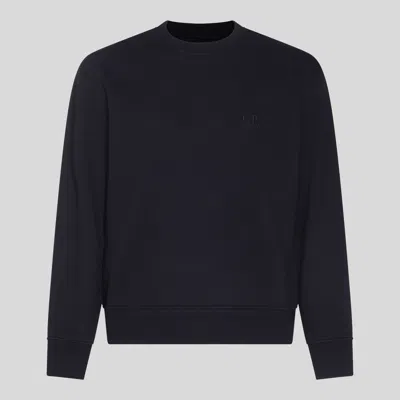 C.p. Company Dark Blue Cotton Sweatshirt In Black