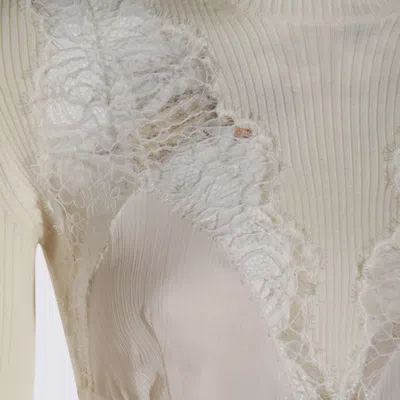 Blumarine Sweaters White Pearl In Green