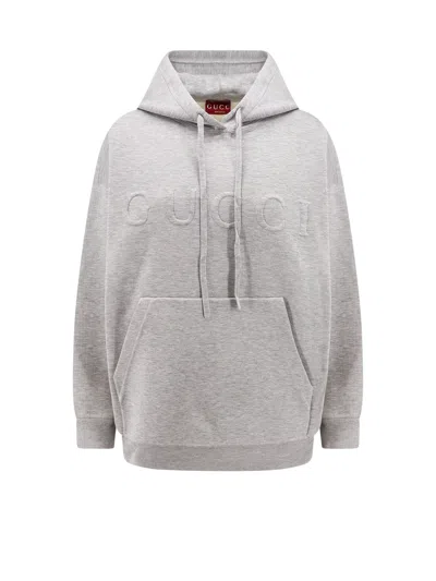 Gucci Embossed G Hooded Sweatshirt In Gray
