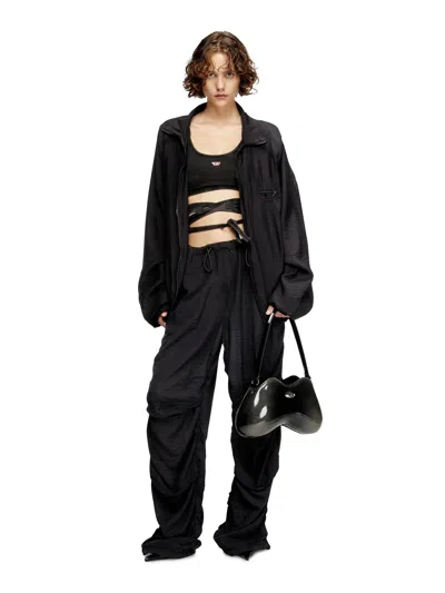 Diesel Womens 02a T-leya-tail Wrap-around Cotton-jersey Top In Black