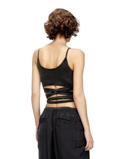 Diesel Womens 02a T-leya-tail Wrap-around Cotton-jersey Top In Black