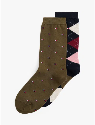 Tommy Hilfiger Argyle And Flag Trouser Sock 2 In Multi
