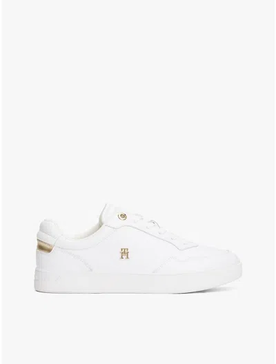 Tommy Hilfiger Metallic Leather Court Sneaker In White
