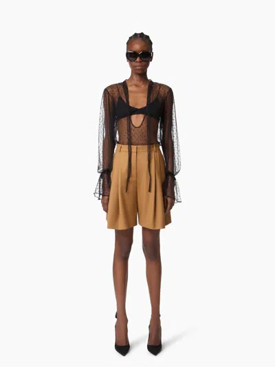 Nina Ricci Highwaisted Shorts With Folds In Brown