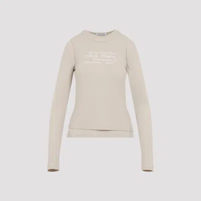 Acne Studios Ribbed Long-sleeved T-shirt With Subtle Embroidery In Neutral