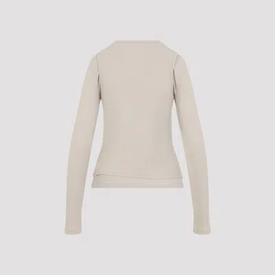 Acne Studios Ribbed Long-sleeved T-shirt With Subtle Embroidery In Neutral