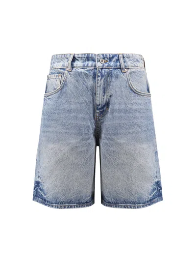 Represent Tailored Stone-washed Denim Bermuda Shorts In Blue