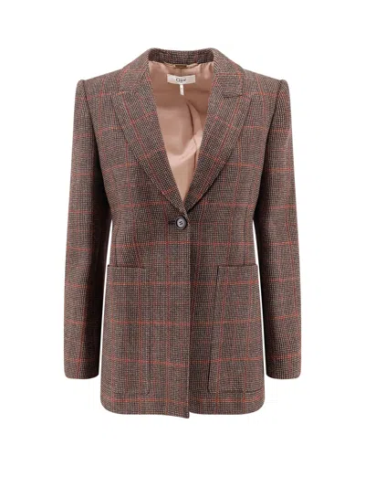 Chloé Tartan Wool Blazer With Shoulder Pads