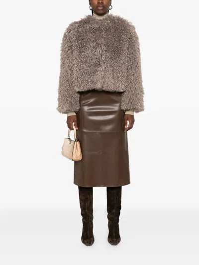 Tagliatore Teddy-textured Cropped Jacket In Gray