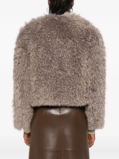 Tagliatore Teddy-textured Cropped Jacket In Gray