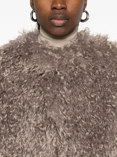 Tagliatore Teddy-textured Cropped Jacket In Gray