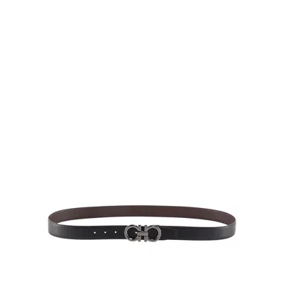 Ferragamo Men Textured Leather Belt With Iconic Gancini Buckle
