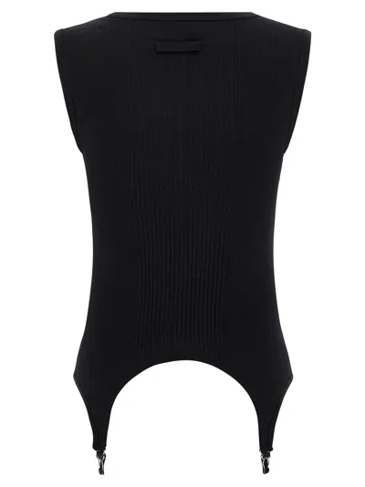 Jean Paul Gaultier Cotton Ribbed Tank Top With Lingerie Garter Clothing In Black