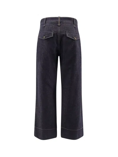 Brunello Cucinelli The Sartorial Square Jeans With Contrasting Stitiching In Blue
